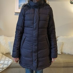 North Face parka in eggplant deep purple